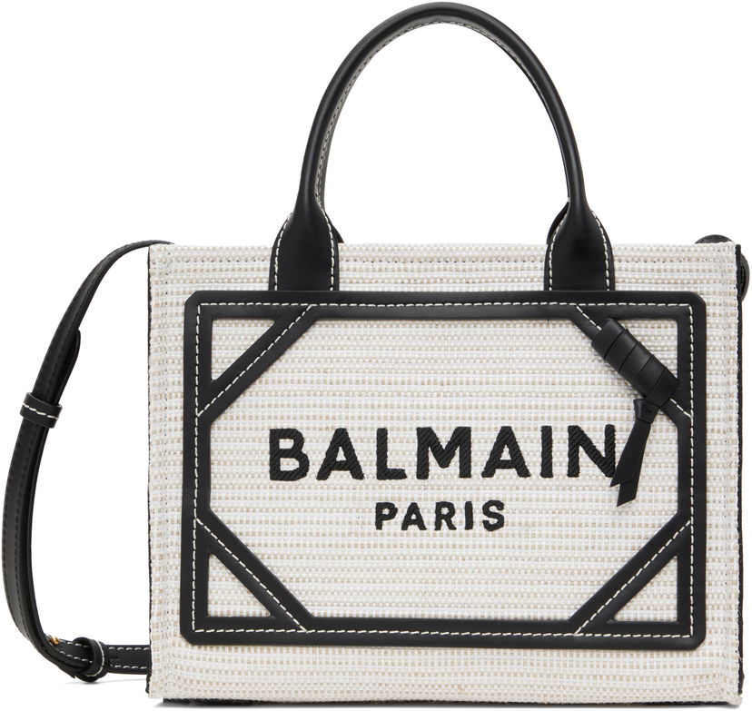 Kangaskassi Balmain Balmain B-Army Small Raffia Tote Valkoinen | EN0FE900TCRB