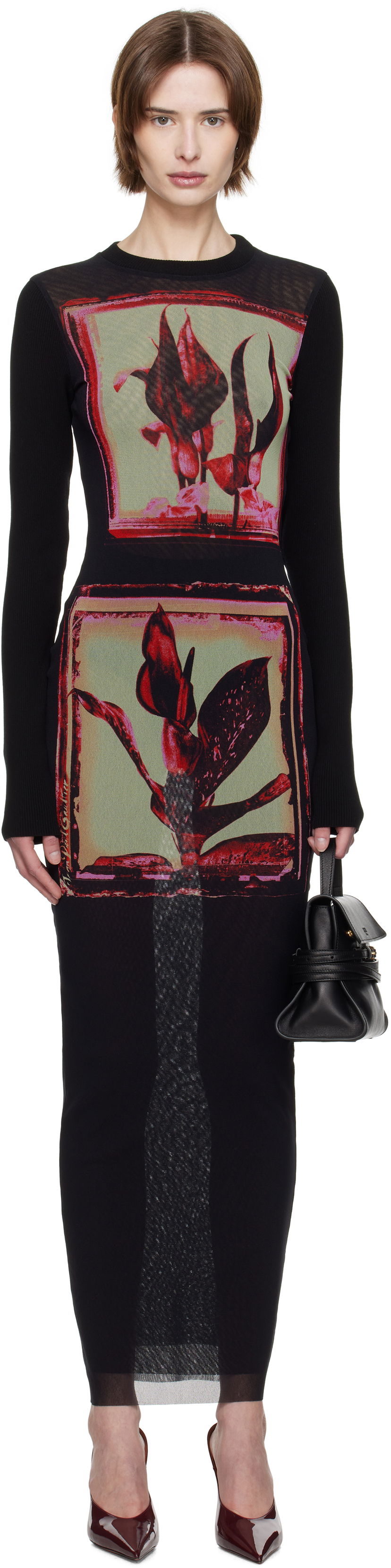 Mekko Jean Paul Gaultier Jean Paul Gaultier Flowers Cadres Maxi Dress Musta | 25/33-F-RO359-T579-002142