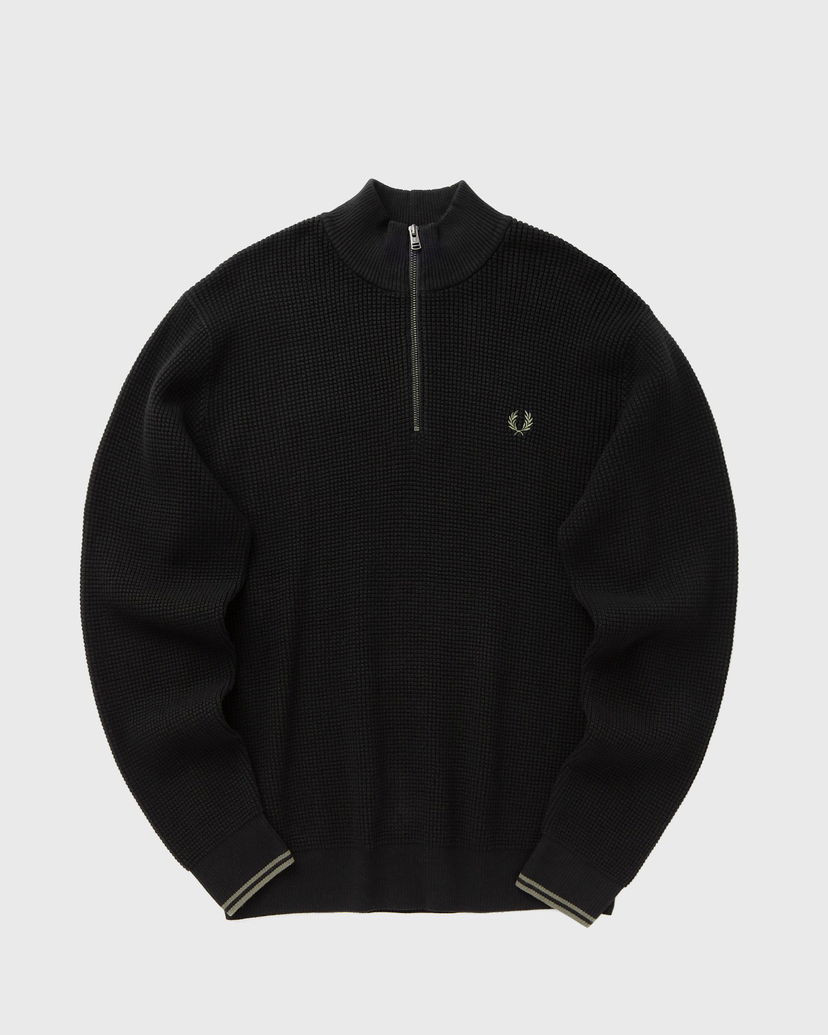 Villapaita Fred Perry Waffle Stitch Half Zip Jumper Musta | K8557-102