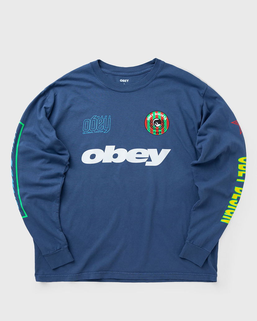 T-paita OBEY Obey Mega Global Mania Long Sleeve T-Shirt Sininen | 168004211-DDEN