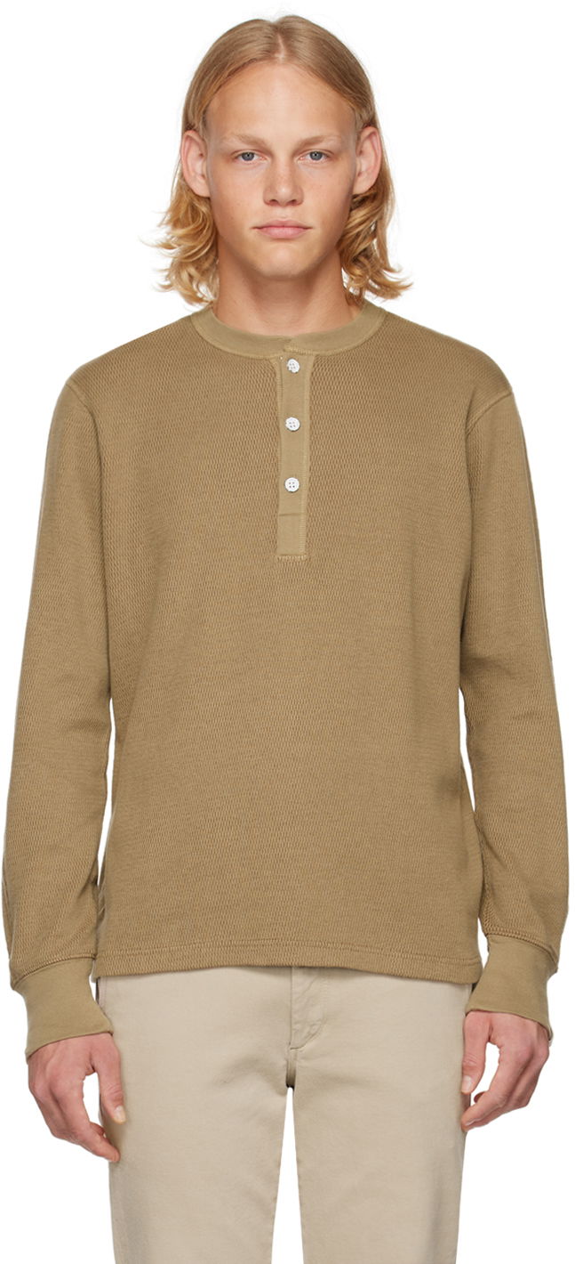 Villapaita rag & bone Collin Henley Shirt Ruskea | MBC22HT025JQ25