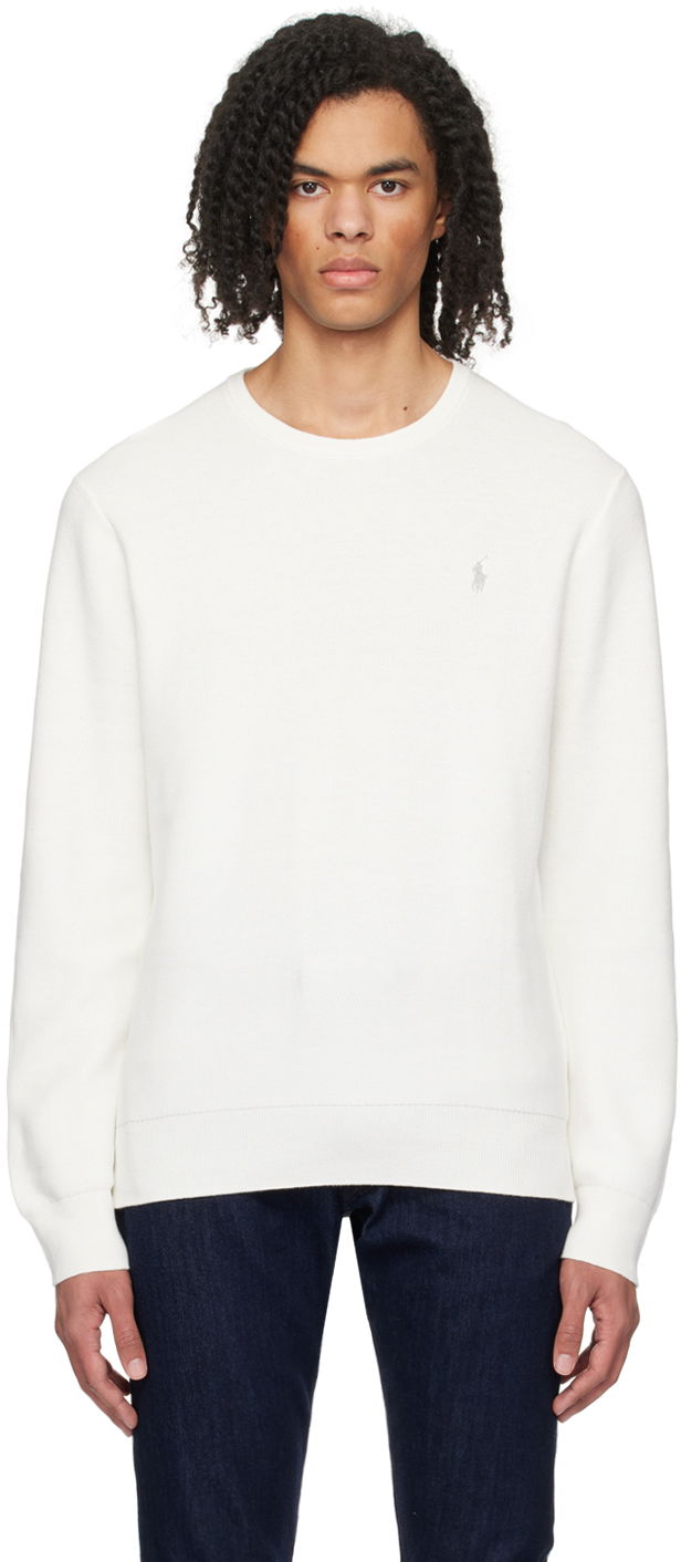 Villapaita Polo by Ralph Lauren Textured Sweater Valkoinen | 710918163504