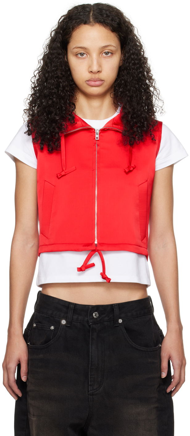 Liivi We11done Hooded Cropped Vest Punainen | WD-VT0-24-101-W-RD