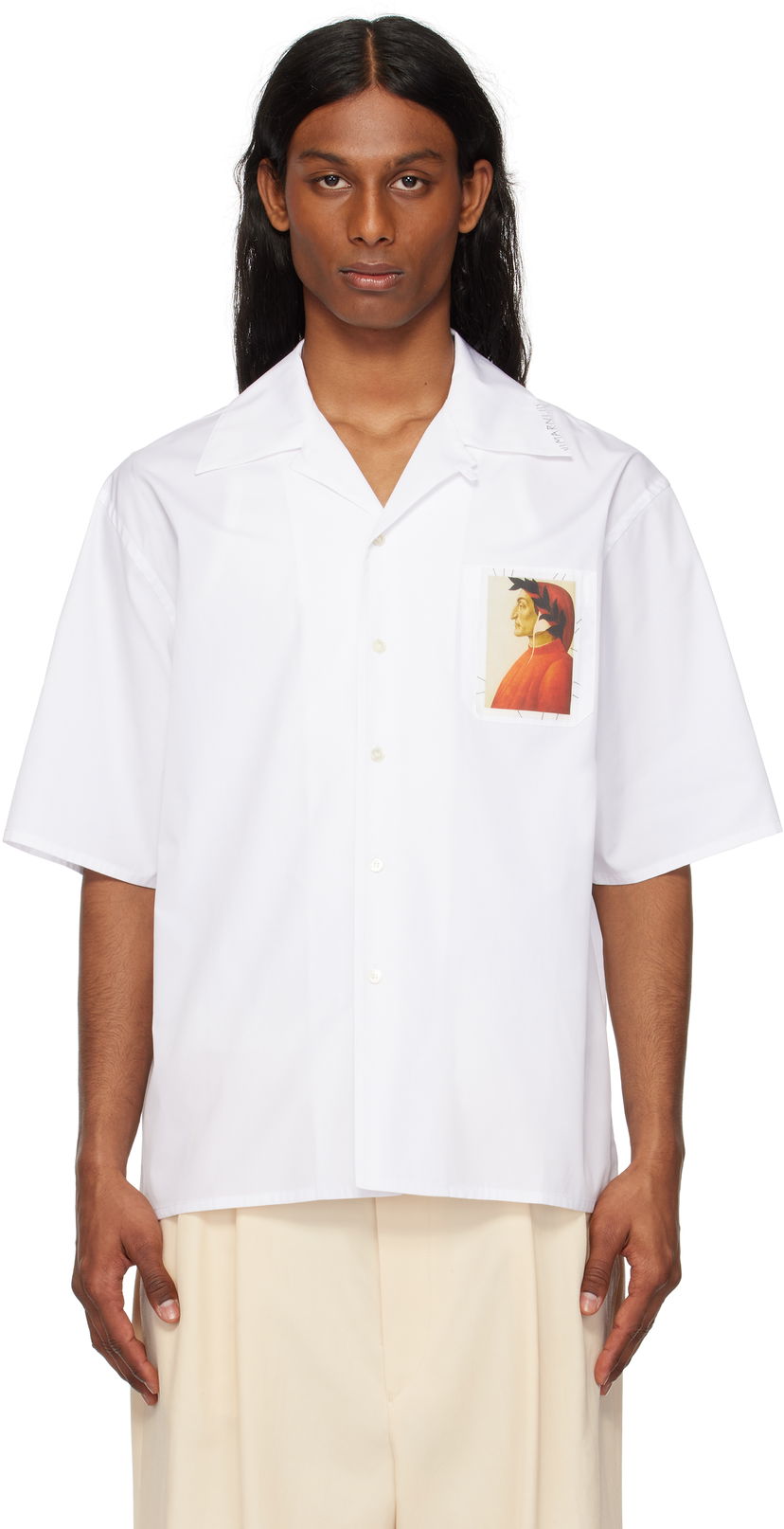 Paita Marni Marni Dante Patch Poplin Bowling Shirt Valkoinen | CUMU0213X2 USCX66