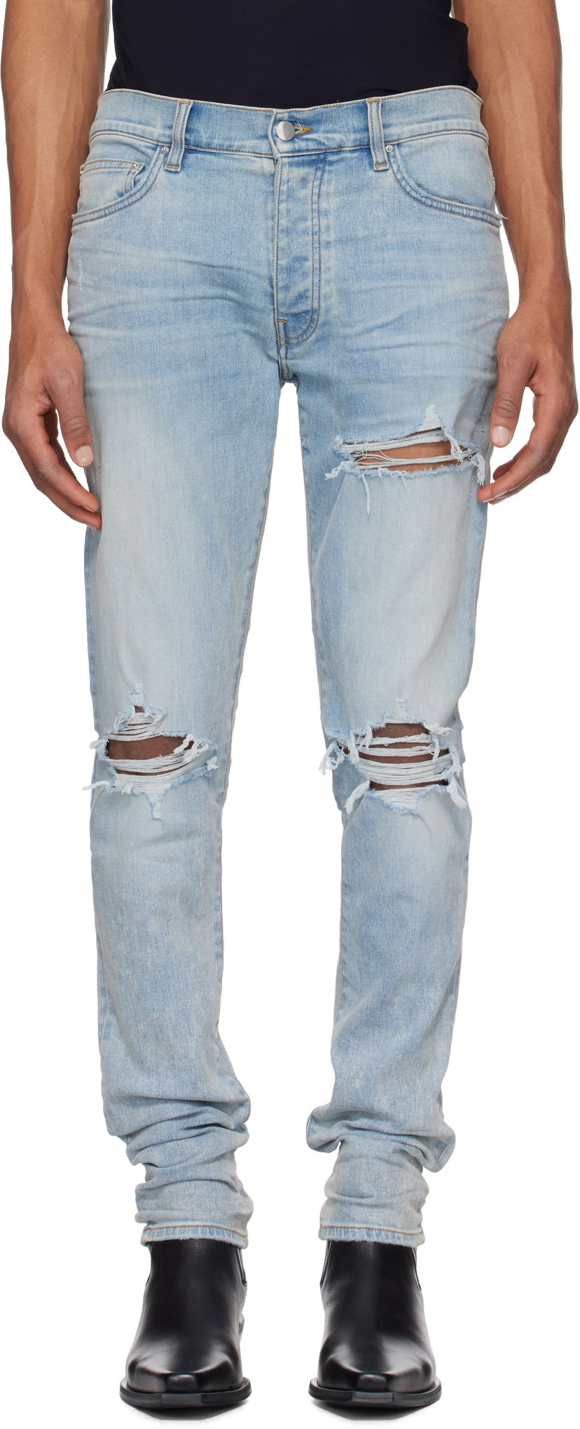 Jeans AMIRI AMIRI MX1 Distressed Slim Jeans Sininen | AMDNSY1148