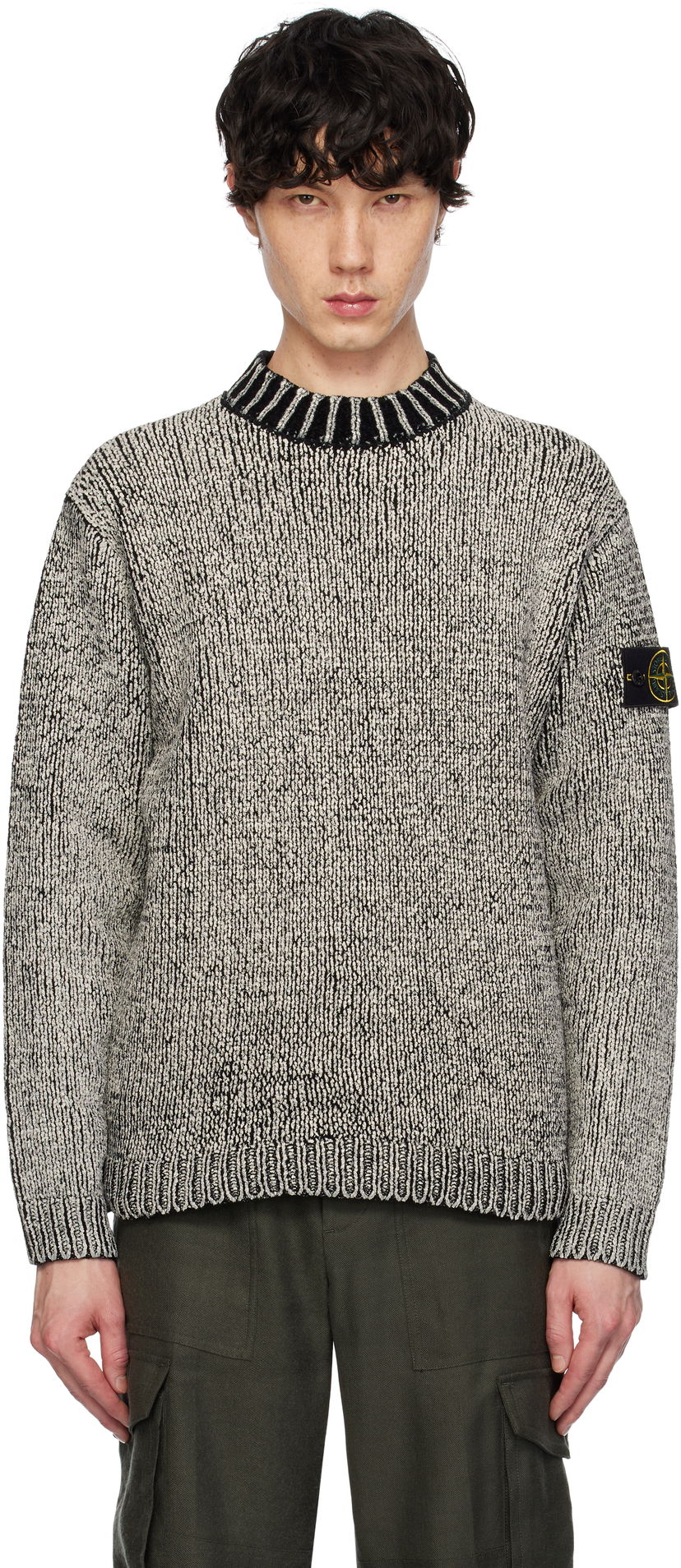 Villapaita Stone Island Stone Island Crewneck Cotton Chenille Sweater Harmaa | K1S15 5100048 S00Z1