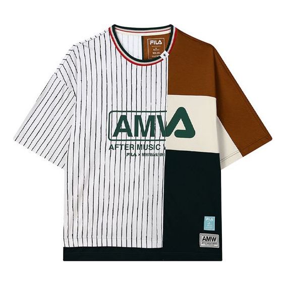 T-paita FILA MIHARA YASUHIRO Crossover Stripe Splicing Loose T-Shirt Monivärinen | F11M133104F-BG, 0