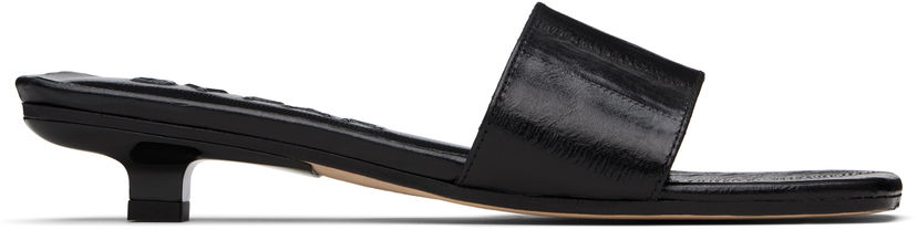 Asusteet BY FAR BY FAR Ceni Eel Embossed Leather Heeled Sandals Musta | MWFHO014CL036BK001PL