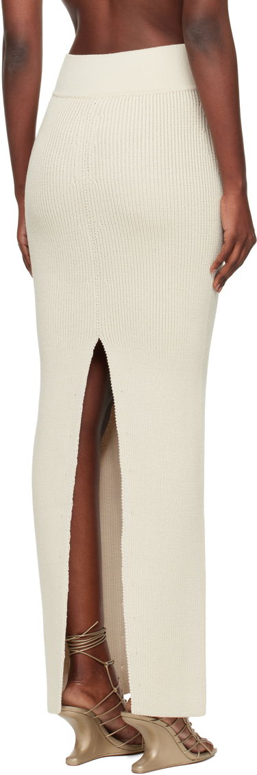 Hame Rick Owens Rick Owens Concordians Ribbed Knit Sliced Midi Skirt Valkoinen | RO02E4671 KWVH, 2