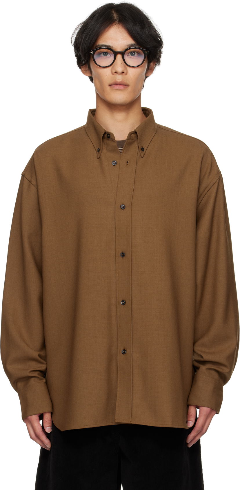 Paita Studio Nicholson Studio Nicholson Jude Button-Down Shirt Ruskea | JUDE SNM - 884