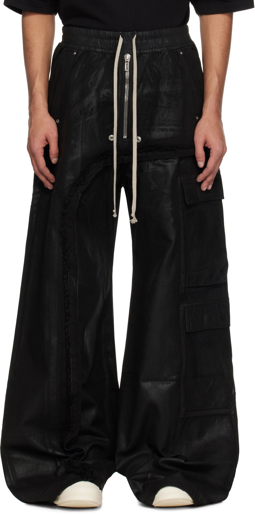 Cargo housut Rick Owens Rick Owens DRKSHDW Hollywood Imbalanced Double Cargo Jumbo Belas Denim Cargo Pants Musta | DU01E3375 DCF