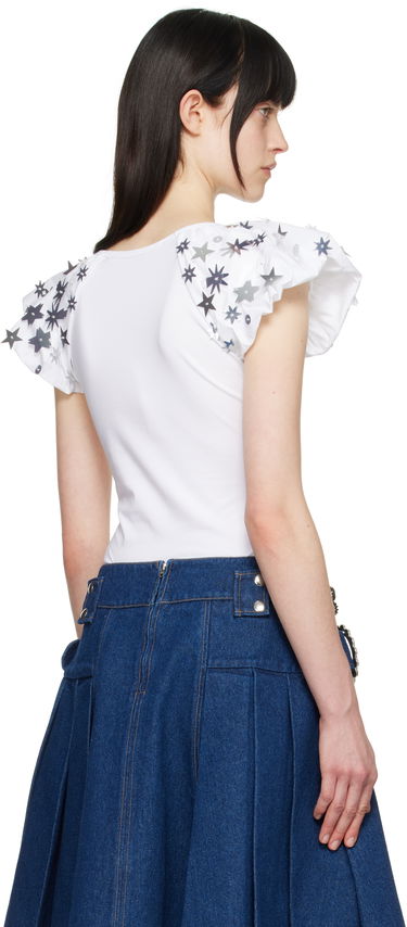 T-paita Chopova Lowena Chopova Lowena Angelica Beaded Star-Sleeve T-Shirt Valkoinen | 2289, 2