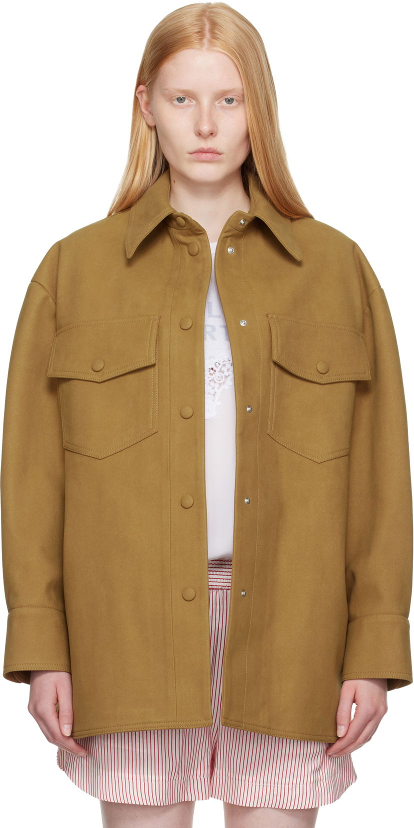 Takki Stella McCartney Stella McCartney Faux-Suede Overshirt Ruskea | 6601253GU309