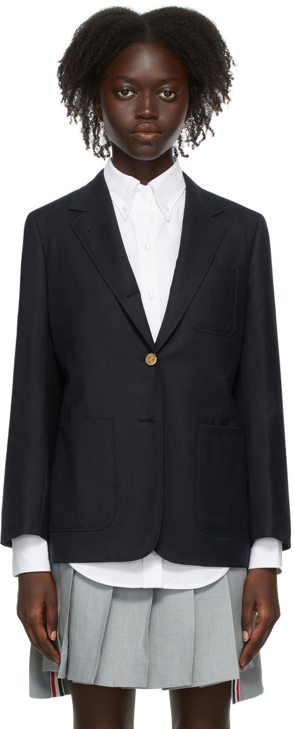 Takki Thom Browne Thom Browne Super 120s Sack Blazer Tummansininen | FBC334A-00626