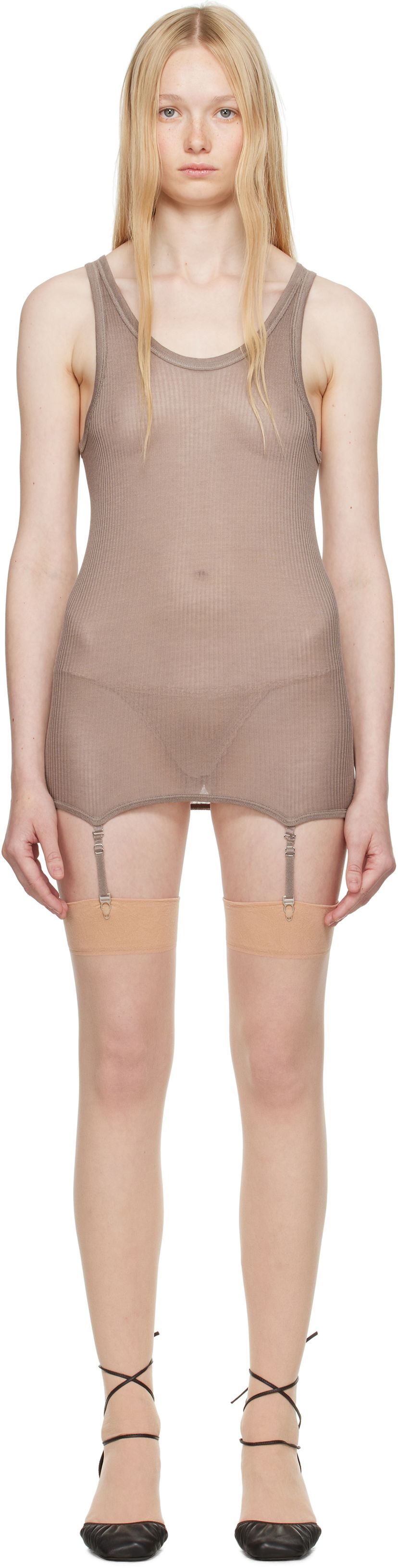 Tankkitoppi LEMAIRE Lemaire Seamless Rib Suspenders Tank Top Ruskea | TO1367 LK1017