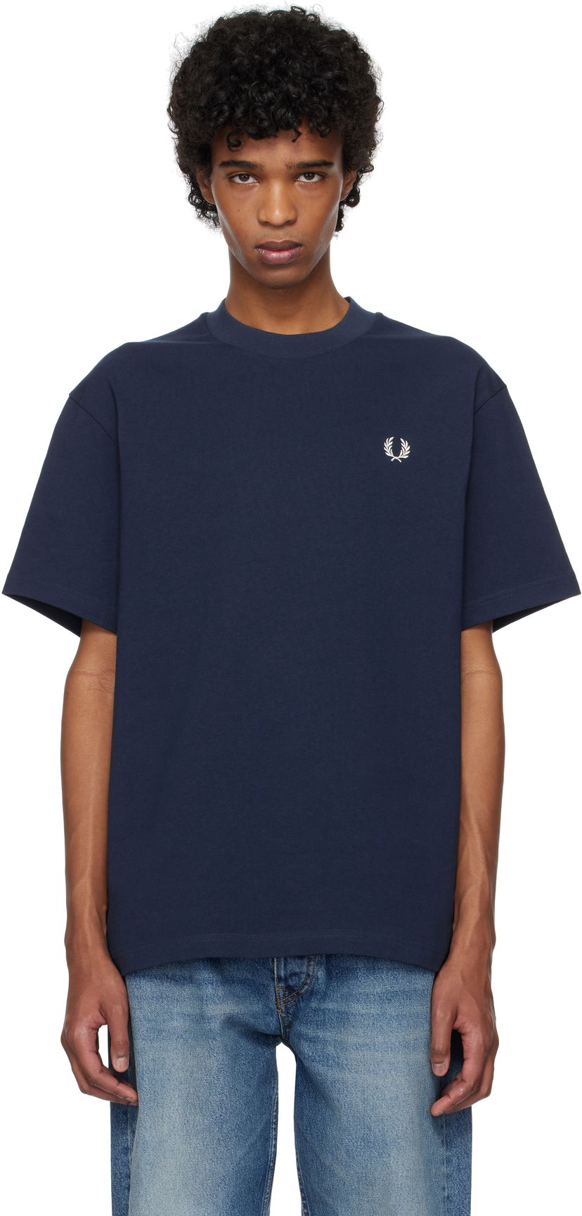 T-paita Fred Perry Fred Perry Embroidered T-Shirt Tummansininen | M9826