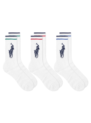 Sukat Polo by Ralph Lauren Pony Player Cotton Crew Sock - 3 Pack Valkoinen | 449723748001