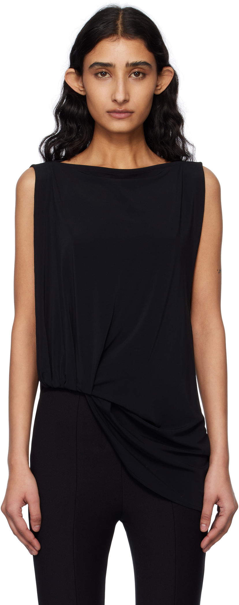 Tankkitoppi Jacquemus Jacquemus La Croisière 'The Peplo' Draped Top Musta | 25E251TO122-2381