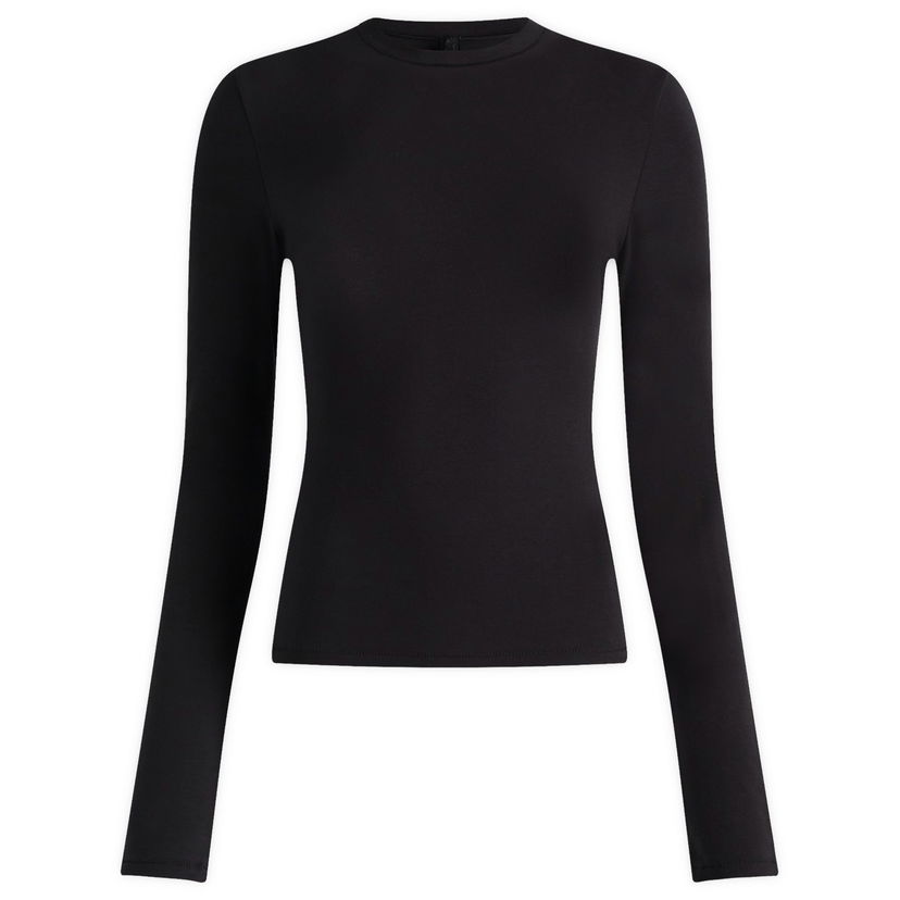 T-paita SKIMS Women's Long Sleeve Jersey T-Shirt Musta | AP-TSH-0647-SOOT