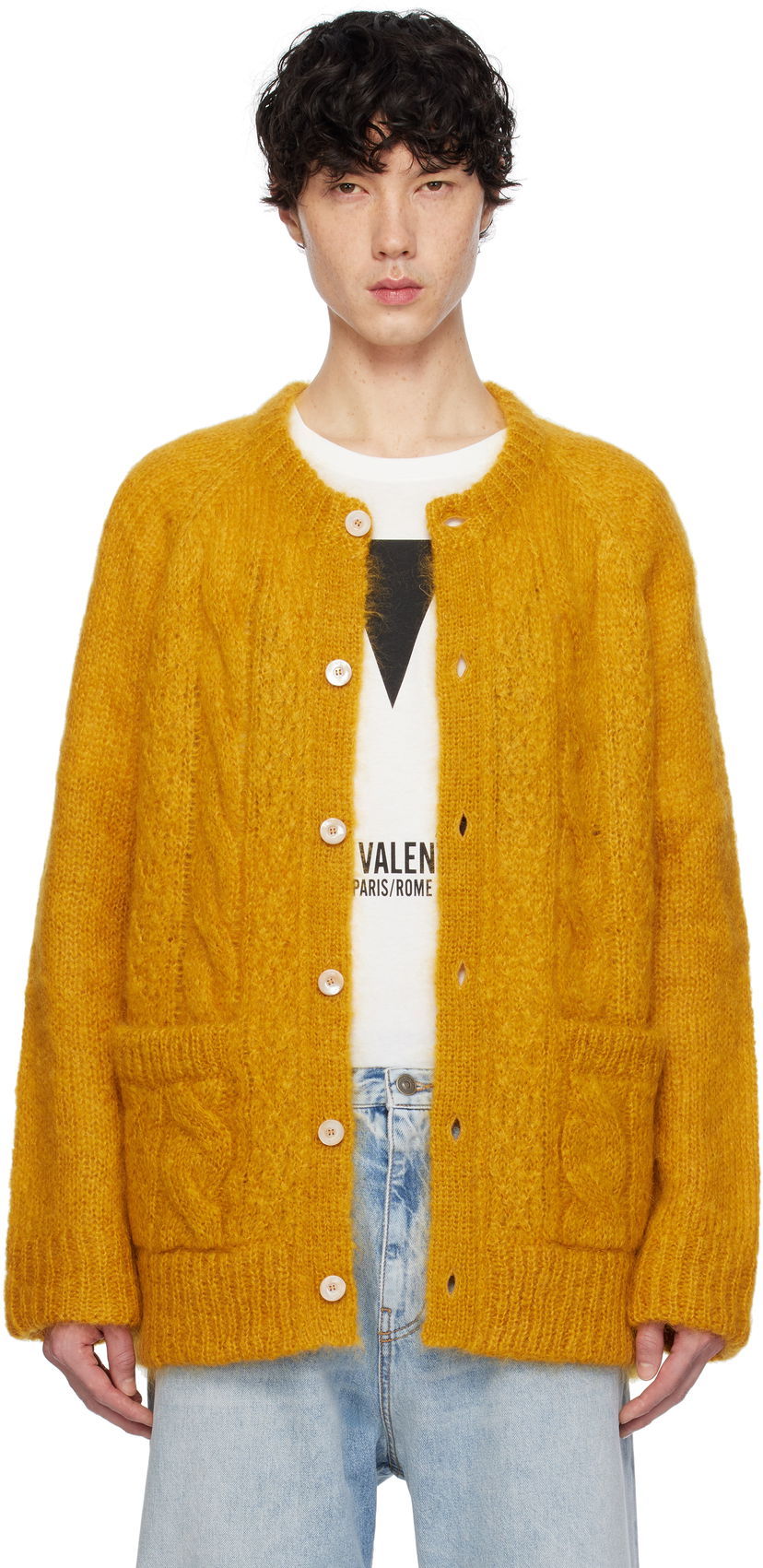 Villapaita Valentino Valentino Mohair Cardigan Keltainen | 6V3KA04KAPB