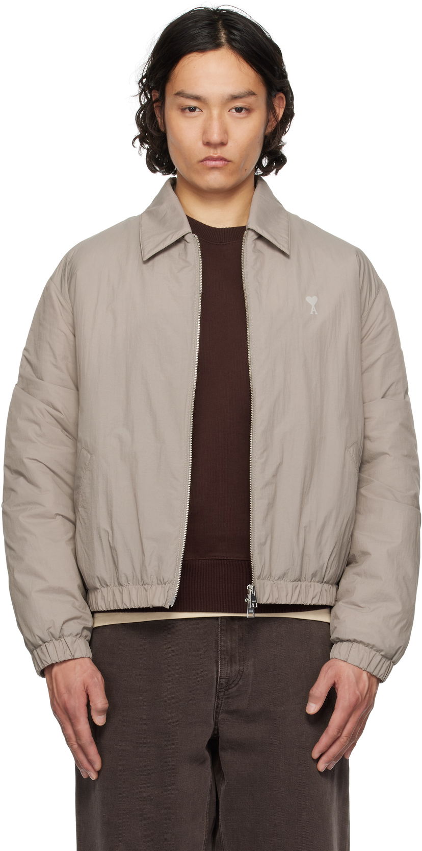 Bomber-takki AMI AMI de Coeur Zipped Jacket Harmaa | HJK041.PA0009