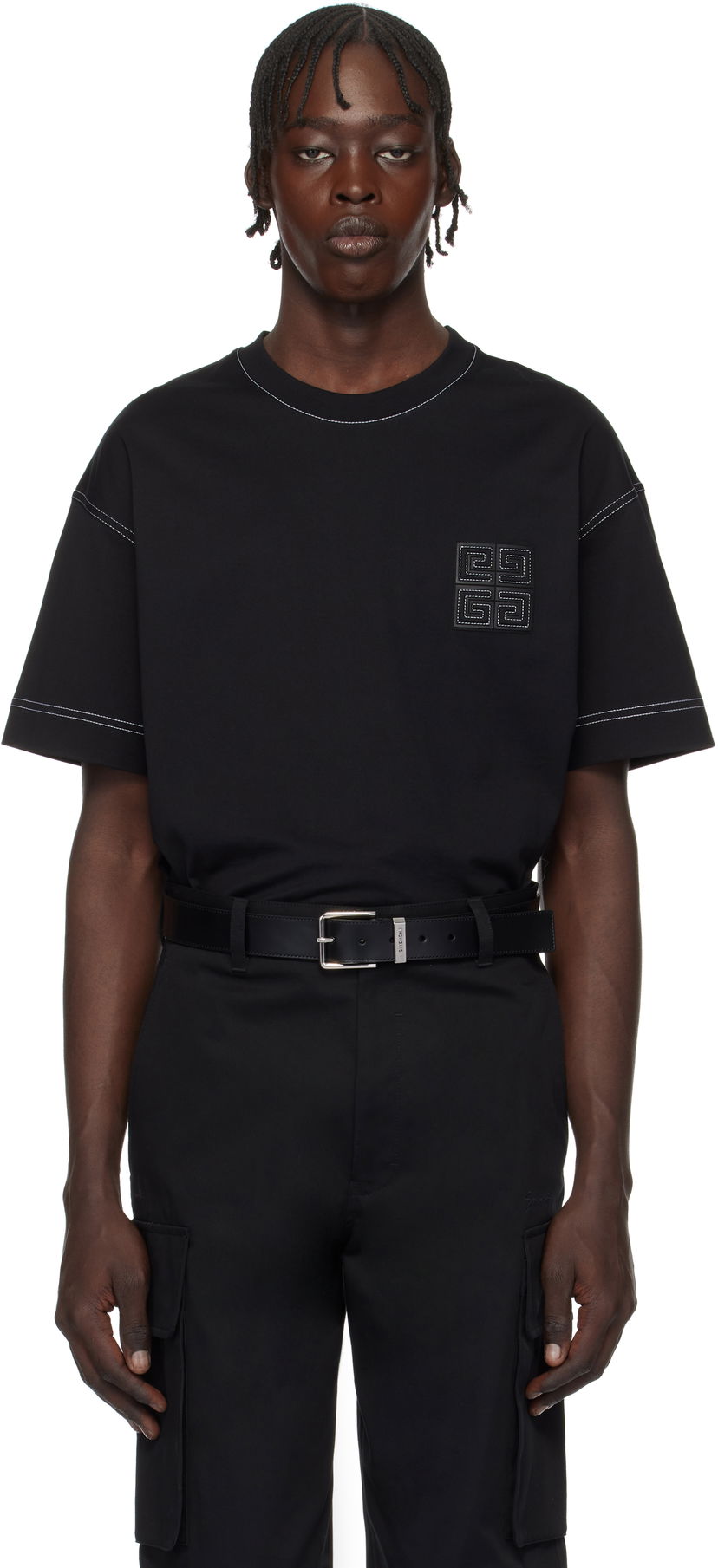T-paita Givenchy 4G Logo Embroidered T-Shirt Musta | BM71MG3YPQ004