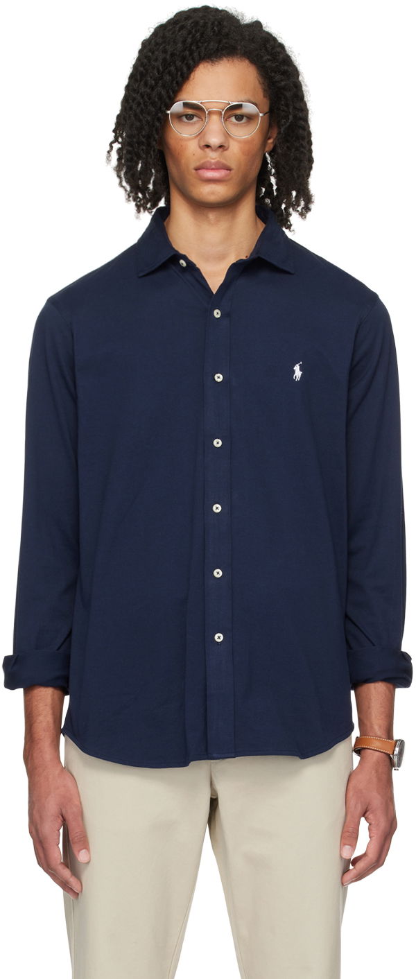 Paita Polo by Ralph Lauren Embroidered Shirt Tummansininen | 710899386003