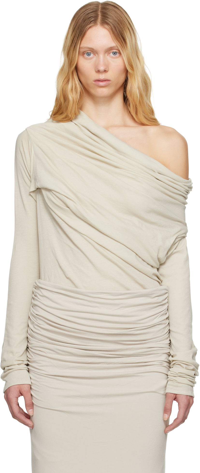 Mekko Entire Studios Entire Studios Draped One-Shoulder Top Beige | ESW-S25-8013-ST