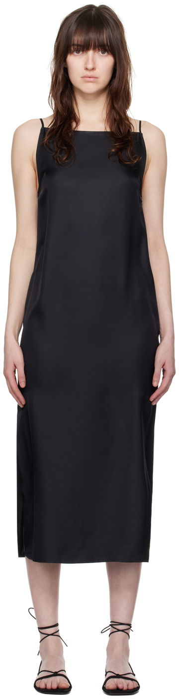 Mekko Loulou de Saison Loulou de Saison Sulum Midi Slip Dress Musta | SULUM