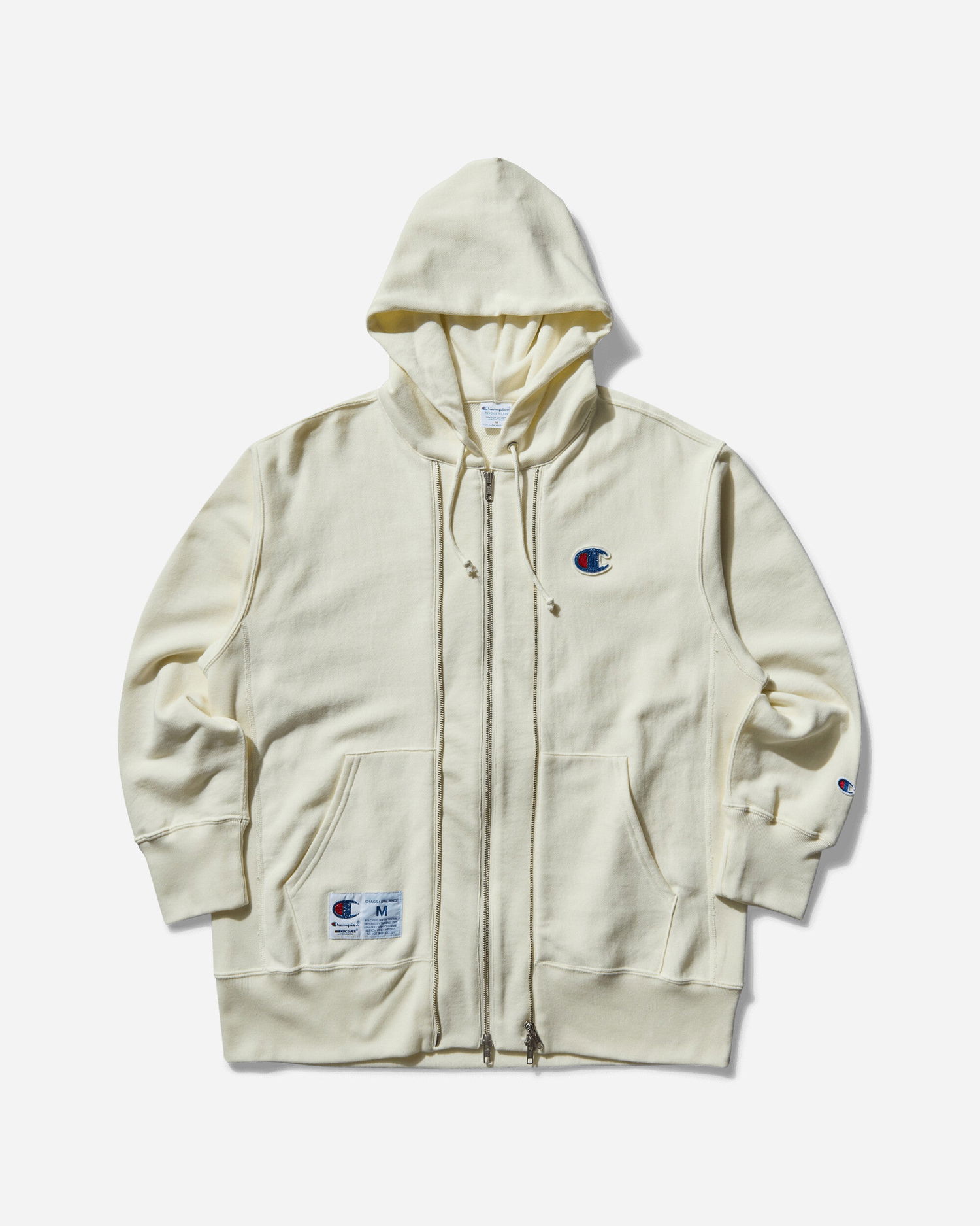 Huppari UNDERCOVER Reverse Weave Double Zip Hoodie Beige | UC1E4811 001, 1