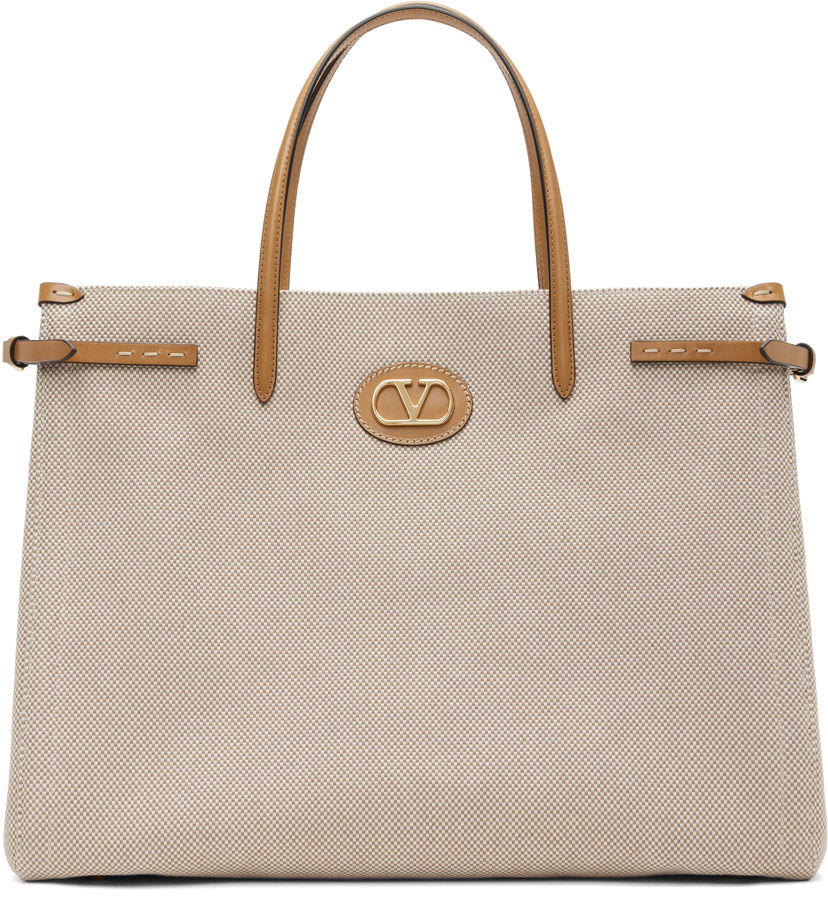 Kangaskassi Valentino Valentino Garavani Antibes Large Canvas Tote Beige | 6W2B0R18EZT
