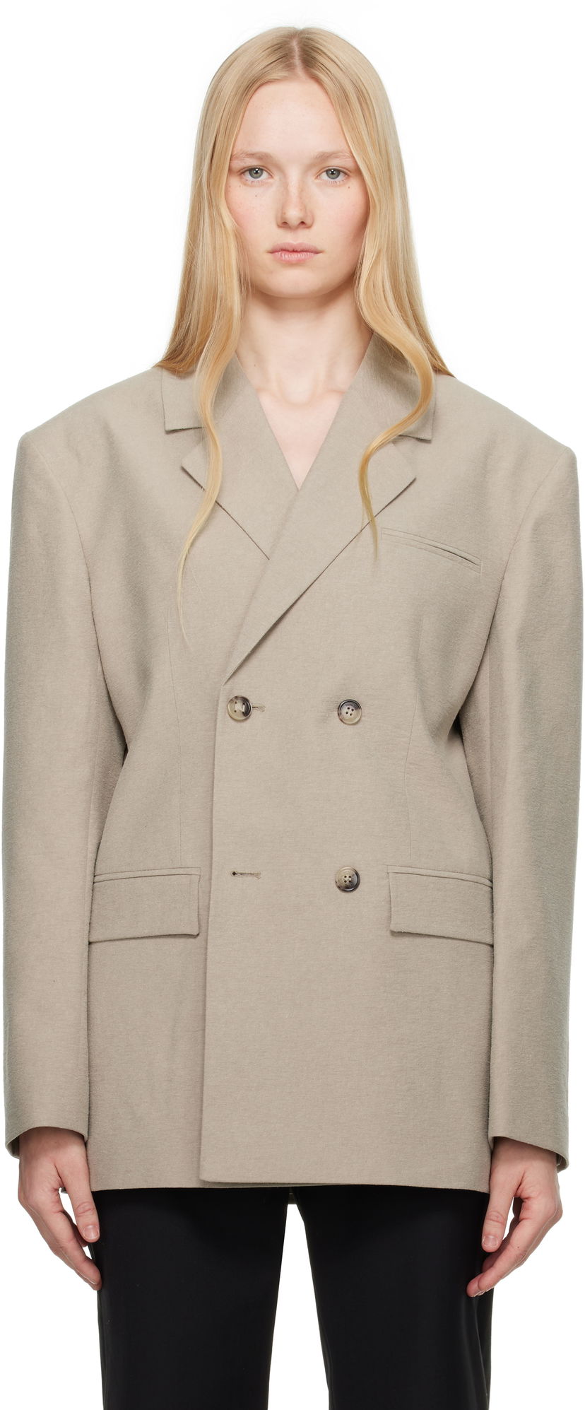 Takki Nanushka Nanushka Diante Double-Breasted Blazer Beige | NW25SSOW26092