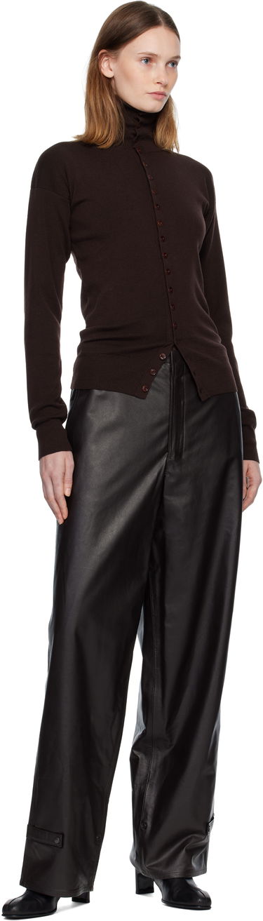 Villapaita LEMAIRE Long-Sleeve High-Neck Buttoned Fitted Knit Cardigan Ruskea | TO1431 LK1045, 3