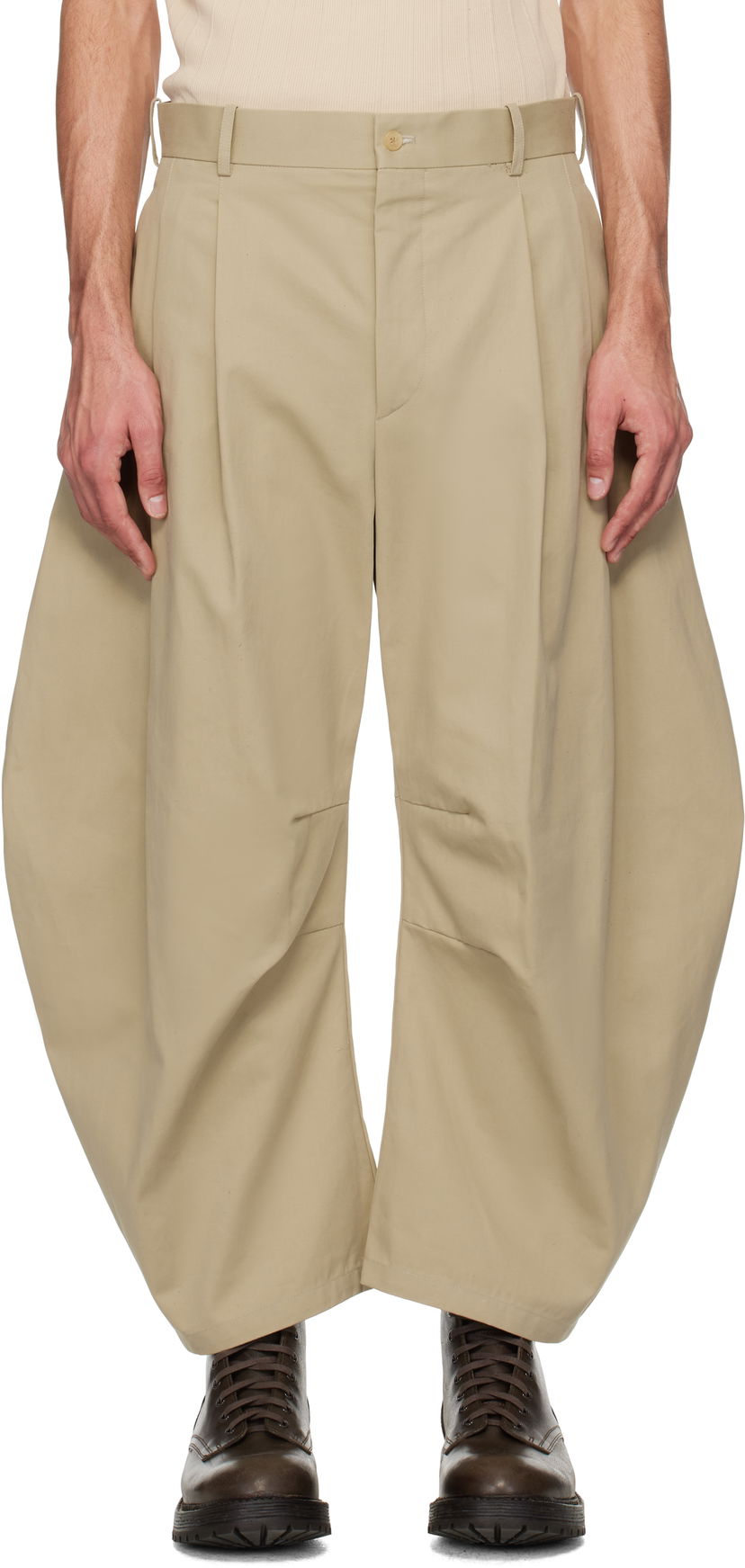 Housut HED MAYNER Hed Mayner Curved Trousers Beige | HMMA30020A-HA155