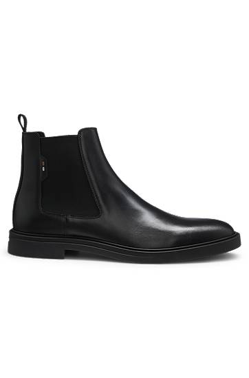Kengänhoito BOSS Nappa Leather Chelsea Boots with Signature Stripe Musta | 50552527, 1
