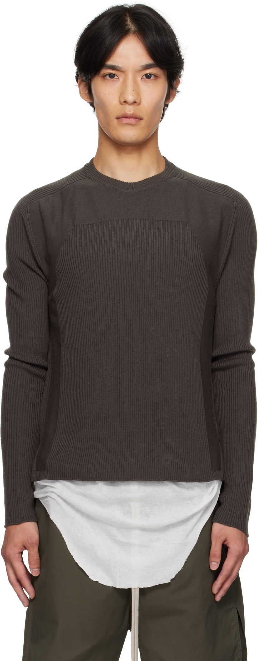 Villapaita Rick Owens Rick Owens Concordians Ribbed Geo Sweater Ruskea | RU02E1639 RIBM