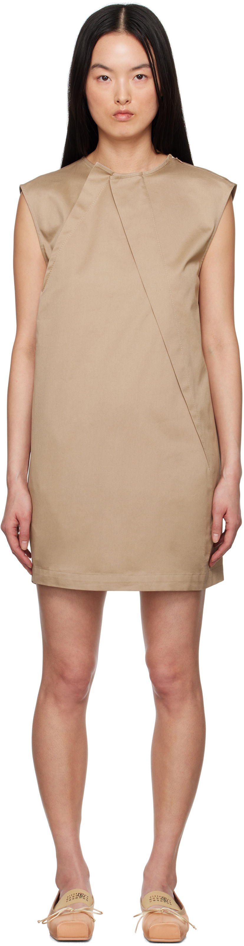 Mekko Maison Margiela MM6 Maison Margiela Cotton Twill Darting Minidress Beige | S52DA0056 M35368
