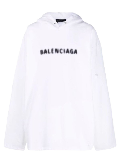 Huppari Balenciaga Blurry Logo Print Hoodie Valkoinen | 661711TKVD69040