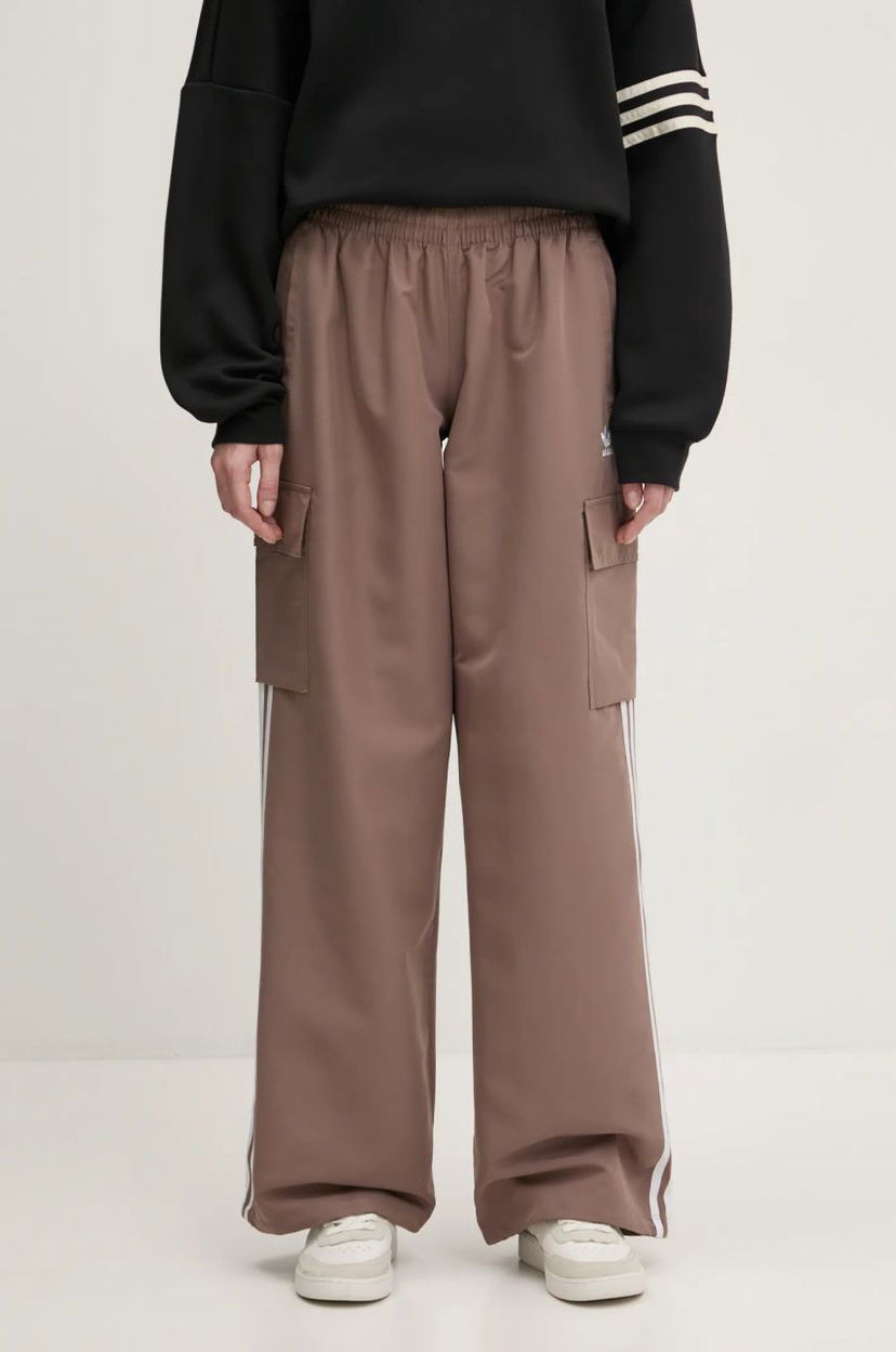 Verryttelyhousut adidas Originals adidas Originals Adicolor 3-Stripe Cargo Pants High Waist Ruskea | JC8138