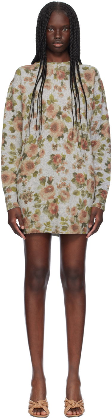 Mekko Blumarine Blumarine Floral Print Minidress Harmaa | A444A236A