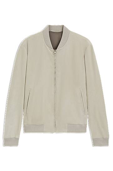 Bomber-takki BOSS BECKHAM x BOSS Suede Bomber Jacket Beige | 50549074