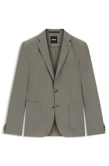 Takki BOSS Dressletic slim-fit performance-stretch jersey blazer with notch lapels and two-button closure Harmaa | 50546071