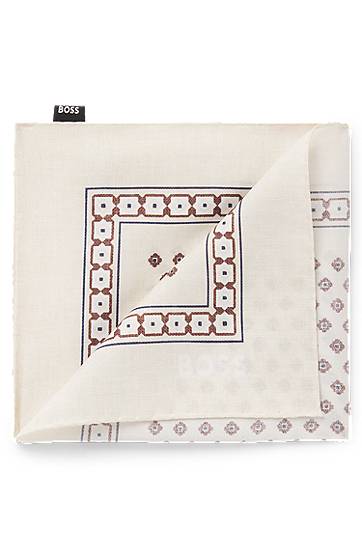 Huivi BOSS Digital Print Geometric Border Pocket Square Beige | 50551097, 0