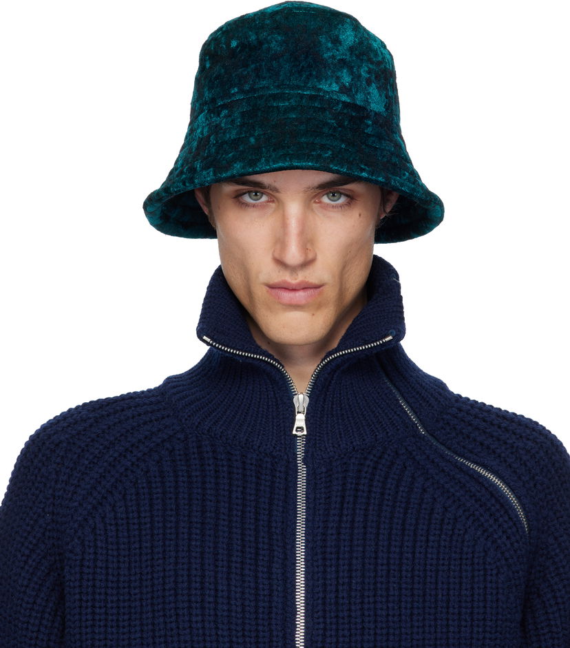 Hattu Dries Van Noten Dries Van Noten Velvet Bucket Hat Vihreä | 252-029501-2133