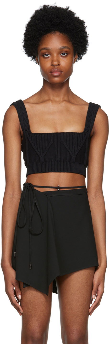 Villapaita The Attico Attico Miles Knit Cropped Camisole Musta | 228WCT152 KC056