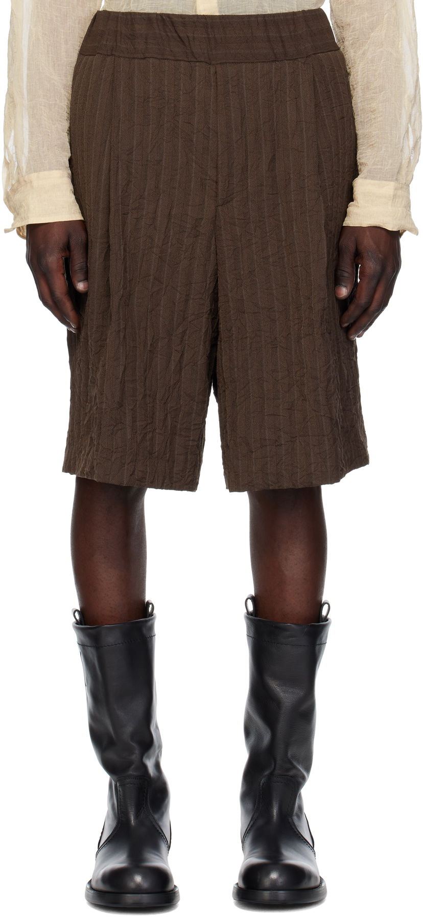 Shortsit Dries Van Noten Dries Van Noten Pleated Bermuda Shorts Ruskea | 251-020953-1504