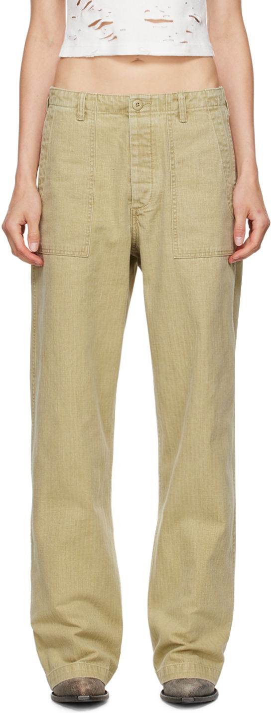 Housut R13 R13 Wide Leg Trousers Beige | R13WR077-R381B
