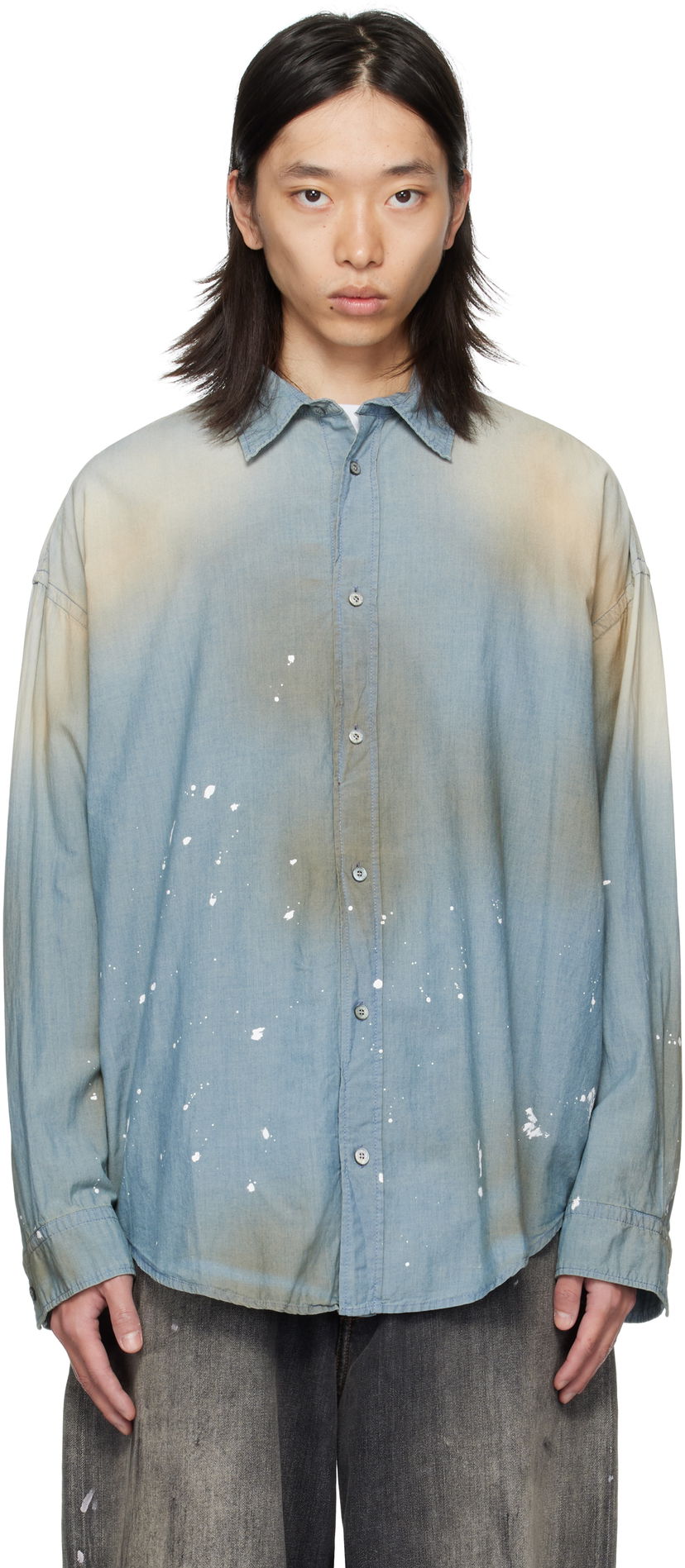 Paita Acne Studios Acne Studios Paint Splatter Button-Up Shirt Sininen | BB0633-