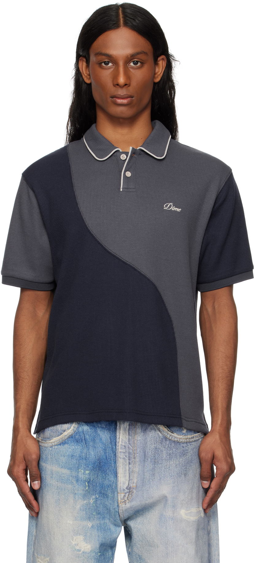 Poolopaita Dime Dime Waffle Polo Harmaa | DIME2SP256IND