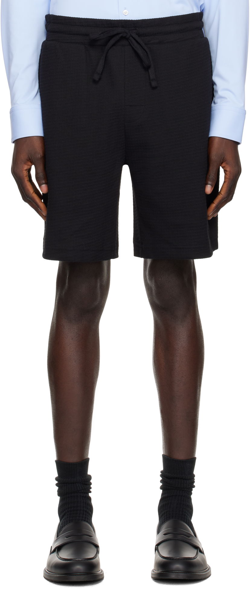 Shortsit BOSS Cotton-Blend Shorts Musta | 50532023